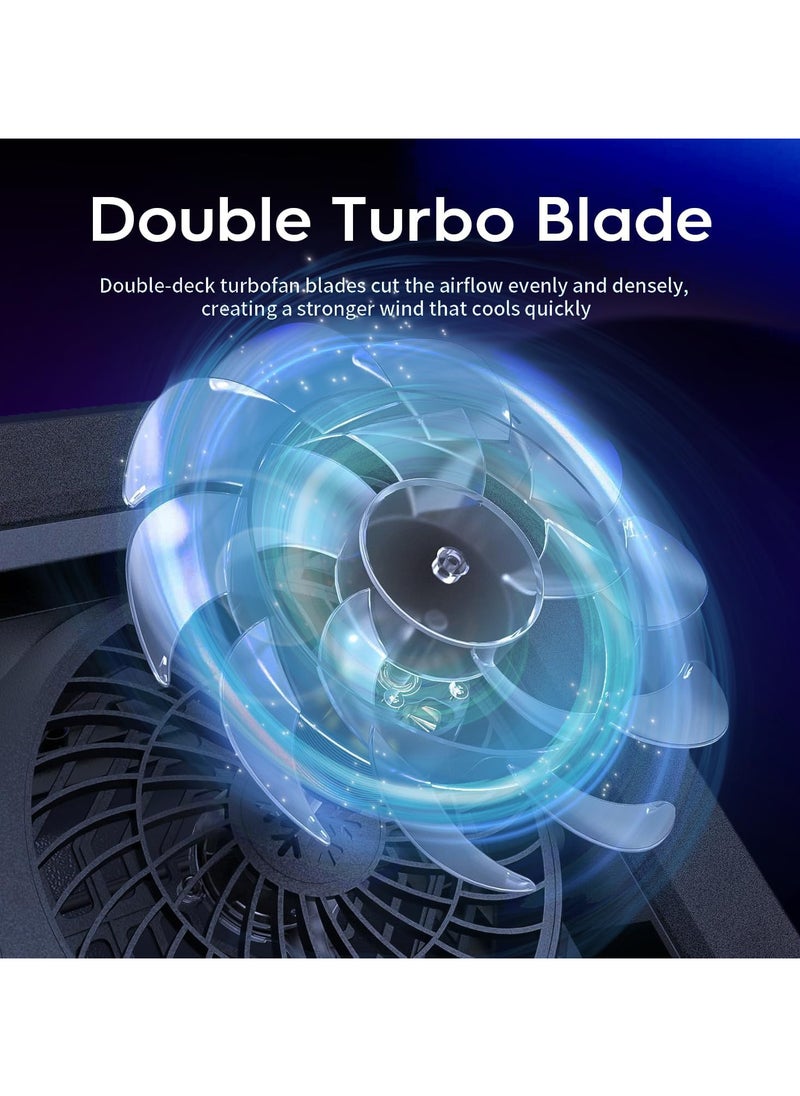 Funito Gaming Laptop Cooling Pad with Twin Turbo Pressure Air Notebook Cooler,RGB Gaming Atmosphere Light Multi-Angle Adjustment,360 Degrees Around The air Duct,All-Round efficient Heat Dissipation for Vario  - Image 2