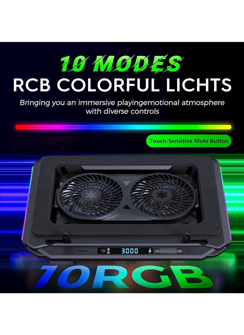 Funito Gaming Laptop Cooling Pad with Twin Turbo Pressure Air Notebook Cooler,RGB Gaming Atmosphere Light Multi-Angle Adjustment,360 Degrees Around The air Duct,All-Round efficient Heat Dissipation for Vario  - Image 3