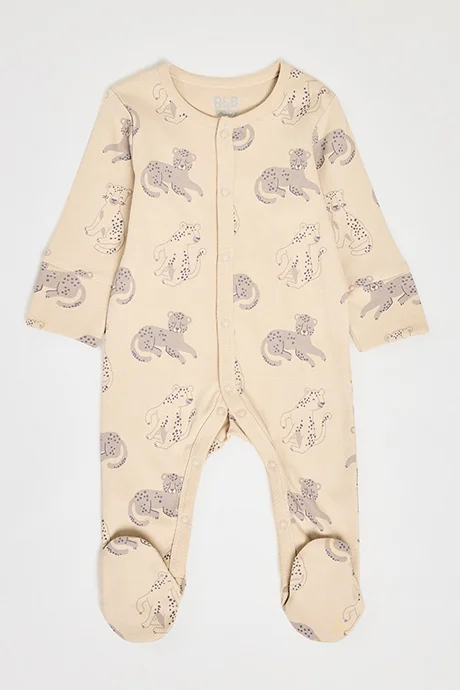 R&B 3 Pack Printed Footed Sleepsuits