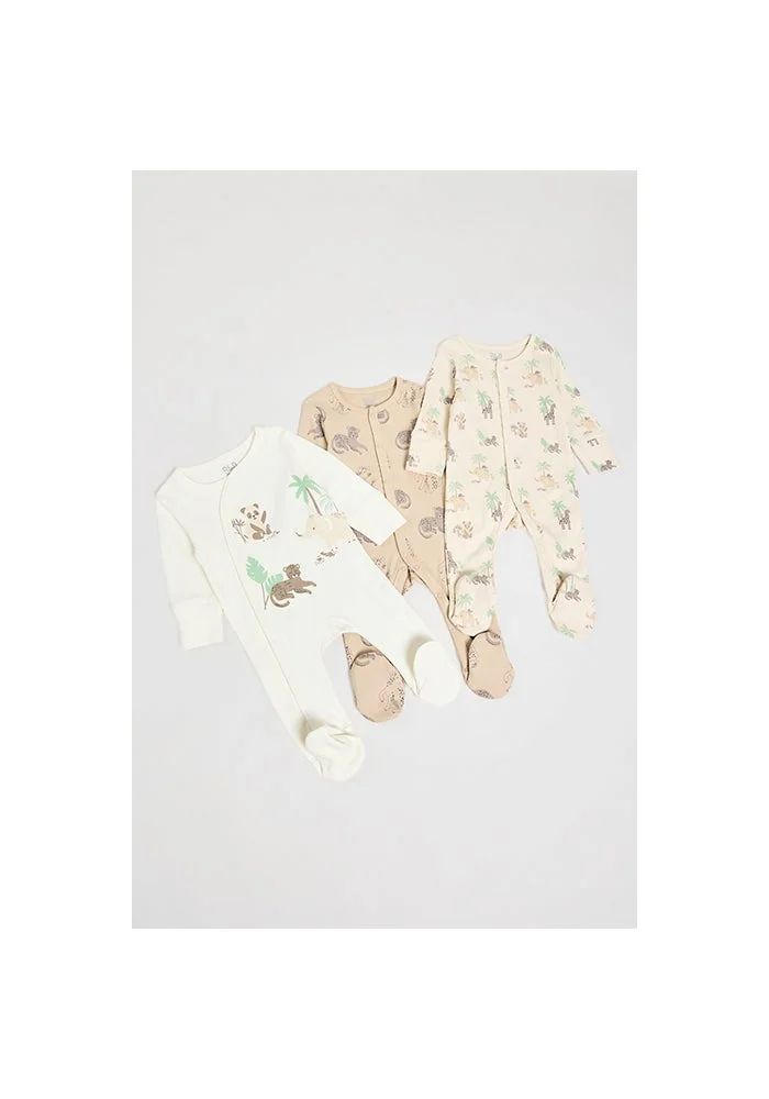أر أند بي 3 Pack Printed Footed Sleepsuits