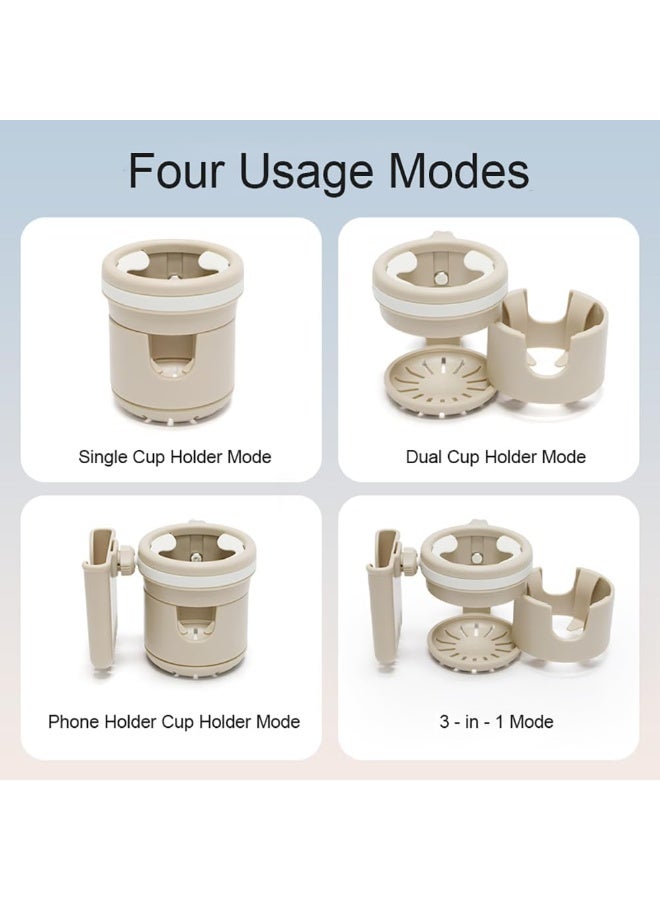3-in-1 Universal Stroller Cup Holder with Phone Slot, 360 Degrees Rotation Non-Slip Drink Holder for Baby Bottles Coffee, Adjustable Clamp Fits Strollers, Bikes, Wheelchairs Walkers - Image 5