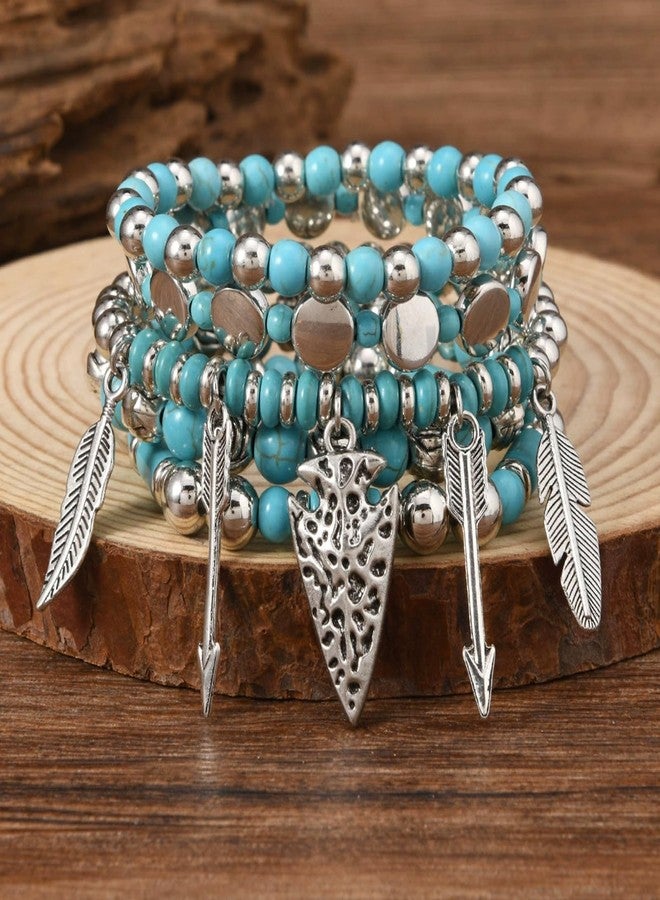 72ore Western Turquoise Bracelet for Women Boho Jewelry Beaded Bracelet Stack Western Inspired Clothes Concho Country Concert Cowboy Chic Oufits - Image 5