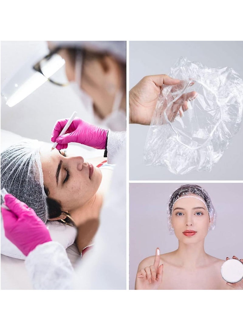 BOS 100 Pcs Disposable Shower Caps, Larger And Thicker Waterproof Elastic Hair Bath Cap, Clear Plastic Hair Caps For Women Men, Spa, Home Use, Hotel And Hair Salon, Beauty, Portable Travel Hair Net  - Image 4