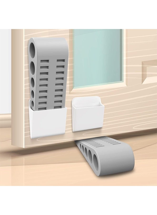 Generic Door Stoppers for Bottom of Door - 2 Pack Rubber Security Wedge Stackable Heavy Duty Door Stop with Holder for Home Office Classroom on Carpet, Concrete, Linoleum & Wood House Warming Gifts New Home  - Image 1