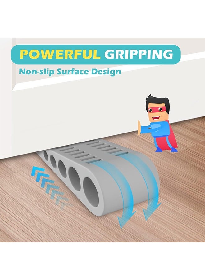 Generic Door Stoppers for Bottom of Door - 2 Pack Rubber Security Wedge Stackable Heavy Duty Door Stop with Holder for Home Office Classroom on Carpet, Concrete, Linoleum & Wood House Warming Gifts New Home  - Image 2