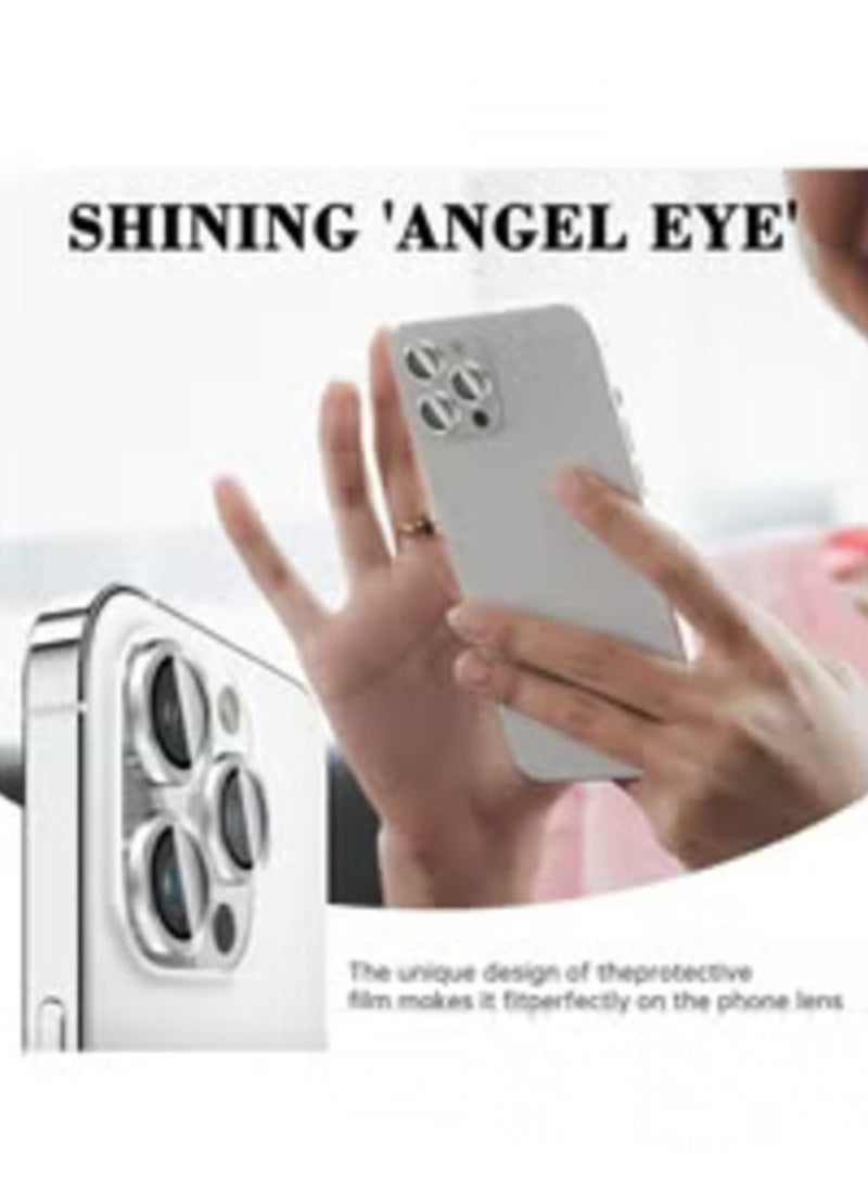 ELTRAZONE Silver Tempered Glass Camera Lens Protector for iPhone 16 Pro/Pro Max - HD Clarity with Automatic Alignment & Metal Rings - Image 3