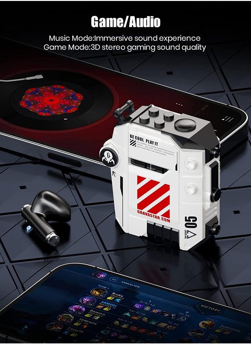 Gravastar - Wireless Earbuds Sirius P5,Bluetooth in-Ear Headphones with Stereo Sound,4 RGB Lights,40H Playback,ENC for Clear Call,Bluetooth 5.2,IPX4,Support Multipoint Connection(Defense Mecha) - Image 1
