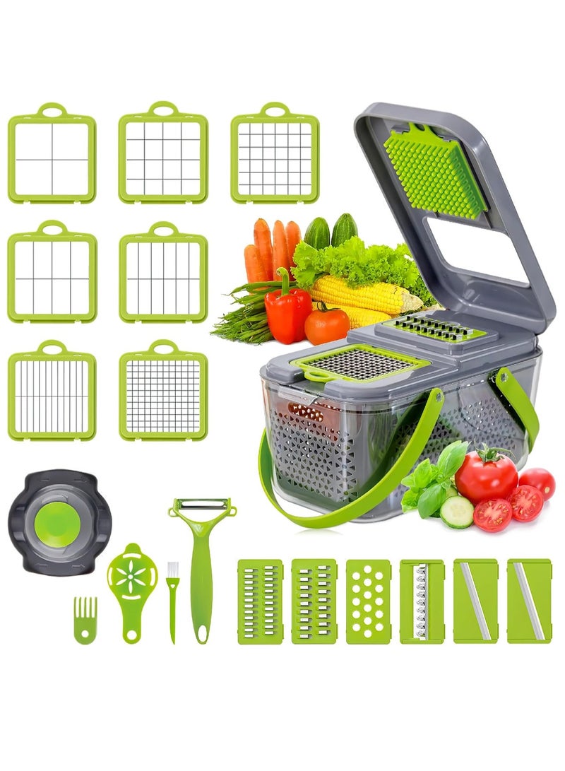 22 pieces Vegetable Chopper - Salad type vegetable slicer and cutter Manual Food Grater - Image 1