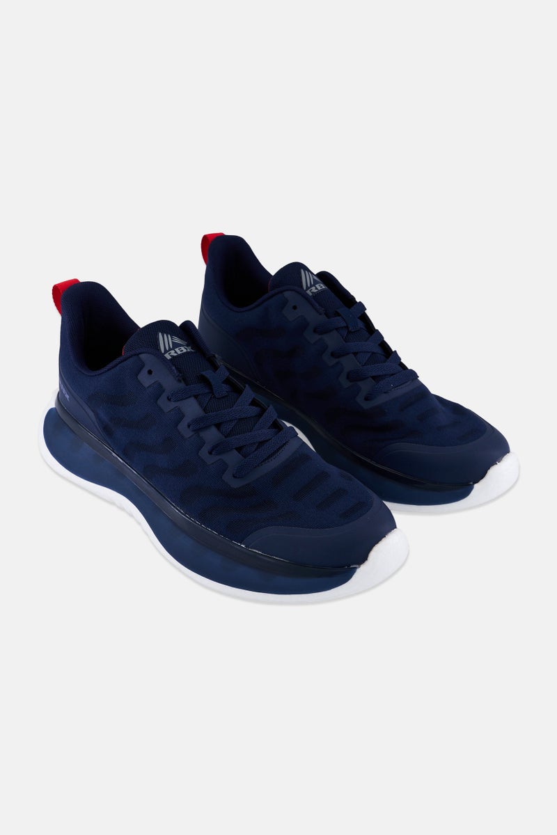 RBX Men Brand Logo Lace Up Running Sports Shoes, Navy - Image 1