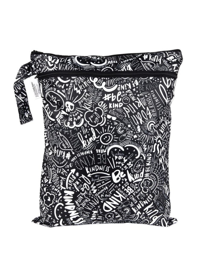 Bumkins Waterproof Wet Dry Bag for Baby, Travel, Swim Suit, Cloth Diapers, Pump Parts, Pool, Beach, Gym Clothes, Toiletry, Hook to Stroller, Daycare, Zipper Reusable Wetdry Packing Pouch, Be Kind - Image 1