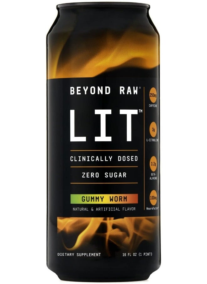 BEYOND RAW - Gnc  Lit Otg Pre-Workout Gummy Worm 16 Oz - Image 1