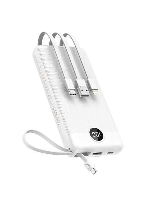 Power Bank With Built In Cables 20000Mah Portable Charger For Iphone Usb C Led Display External Battery Iphone Charger Bank Compatible With Iphone Ipad Samsung And Android Devices For Travel