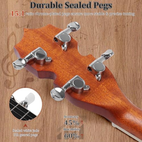 Mulucky 5 String Banjo Mini - Mulucky 26 Inch Travel Banjo Sapele Body Closed Solid Back Beginner Kit With Gig Bag Picks Strings Strap - B806 - Image 4