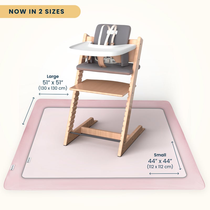 Tiny Twinkle Splat Mat for Under High Chair or Table | 51" x 51" Waterproof & Mess-Proof High Chair Mat for Baby, Machine Washable for Mealtime or Art(Rose) - Image 2