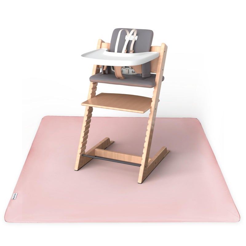 Tiny Twinkle Splat Mat for Under High Chair or Table | 51" x 51" Waterproof & Mess-Proof High Chair Mat for Baby, Machine Washable for Mealtime or Art(Rose) - Image 1