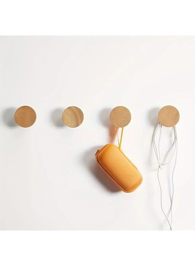 4 Pcs Modern Geometric Wooden Wall Hooks Non Slip Wall Mounted Hangers For Coats Hats Towels Easy Installation Space Saving Home Decor - Image 3