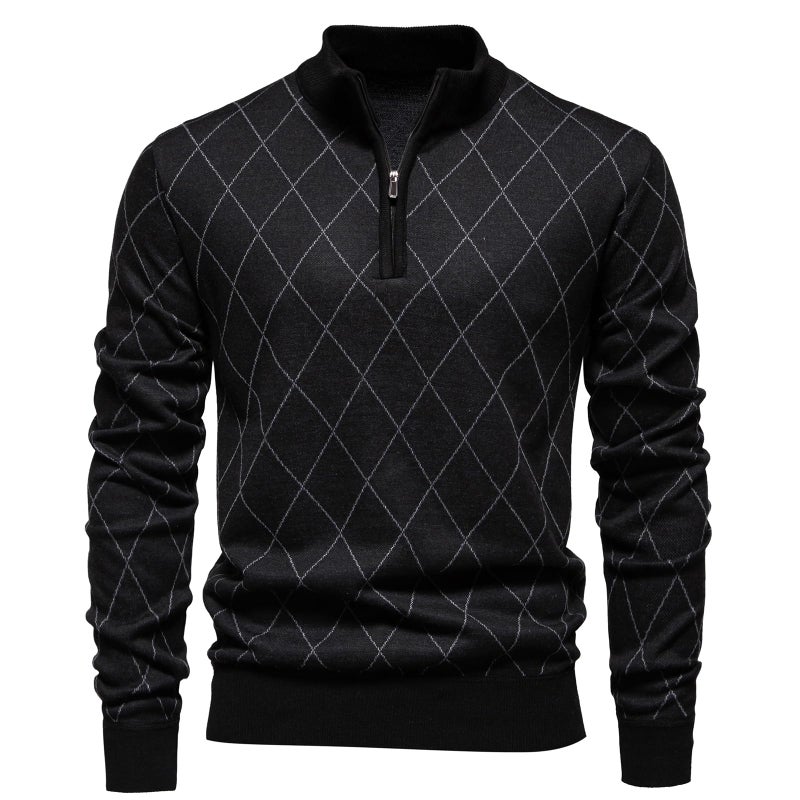 Mylldey 1/4 Zip Pullover Mens Sweaters Lightweight Pullover Soft Men's Knit Long Sleeve Sweater (Black, L) - Image 2