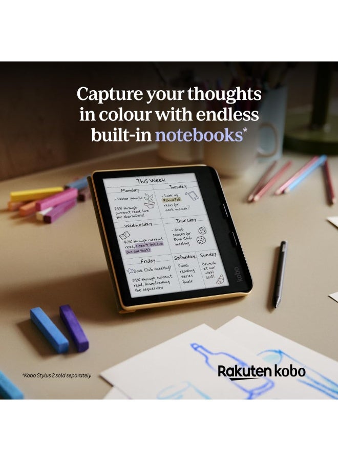 كوبو قارئ الكتب الإلكترونية Kobo Libra Colour | شاشة E Ink Kaleido™ 3 مقاس 7 بوصات | ضبط درجة حرارة الألوان والسطوع | تقليل الضوء الأزرق | يدعم الكتب الإلكترونية والكتب الصوتية | ذاكرة 32 جيجابايت | مقاوم للماء | أسود - Image 4