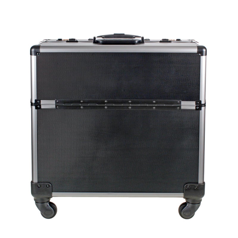 AR BRAND EST. 2021 AR BRAND EST. 2021 Aluminium Pilot Wheeled Trolley Case Hard Briefcase Black Silver (Black)  - Image 2