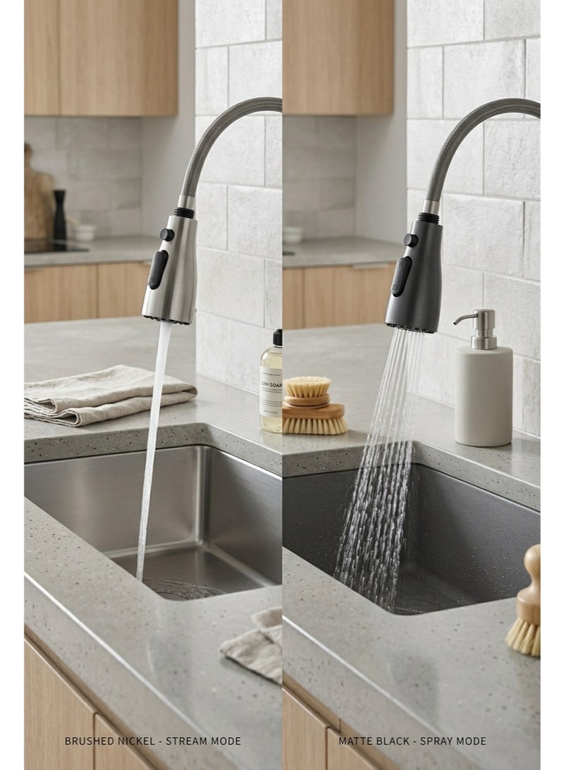 GT Multi-functional Pull-Out Faucet: 3-Spray Mode Sink Faucet Silver - Image 4