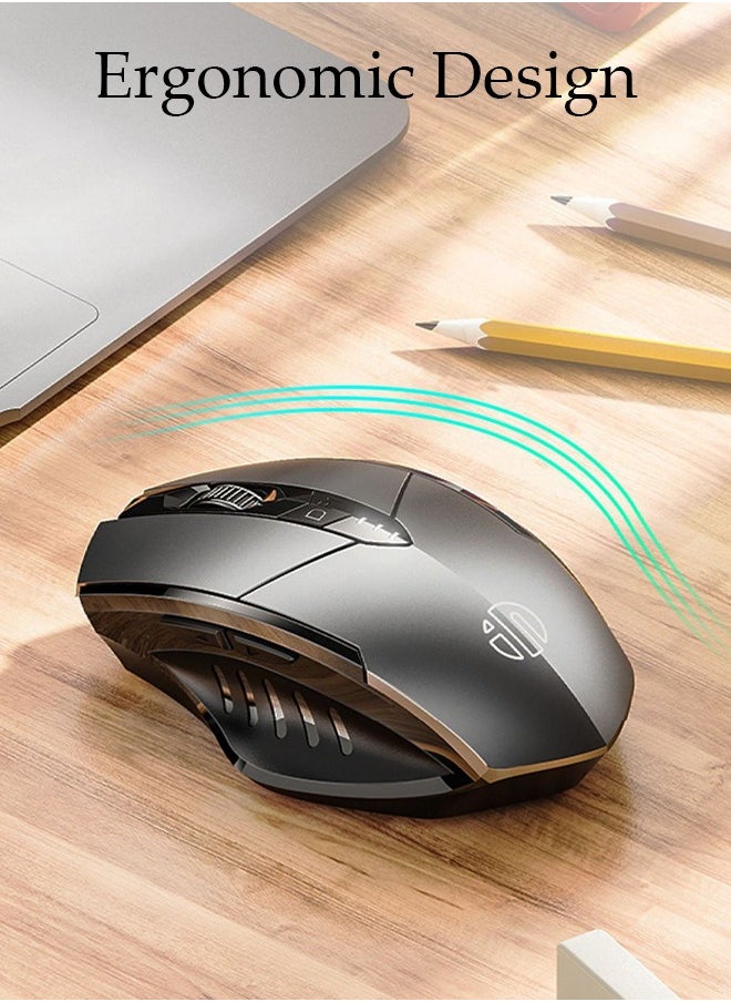 DUNISO - Bluetooth Mouse Wireless Mouse 2.4G with 6 Buttons 3 Adjustable DPI Battery DisplayLevels Ergonomic Computer Mouse for Laptop Computer Mac PC Windows Chromebook Notebook - Image 1