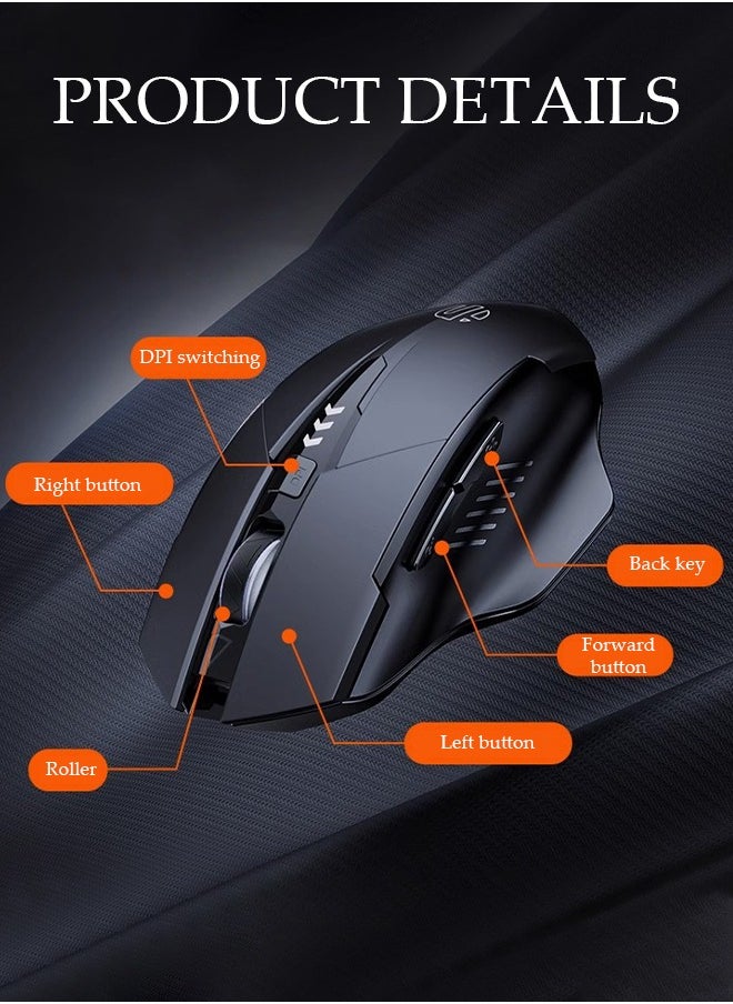 DUNISO - Bluetooth Mouse Wireless Mouse 2.4G with 6 Buttons 3 Adjustable DPI Battery DisplayLevels Ergonomic Computer Mouse for Laptop Computer Mac PC Windows Chromebook Notebook - Image 1