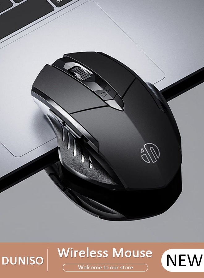 DUNISO Bluetooth Mouse Wireless Mouse 2.4G with 6 Buttons 3 Adjustable DPI Battery DisplayLevels Ergonomic Computer Mouse for Laptop Computer Mac PC Windows Chromebook Notebook - Image 1
