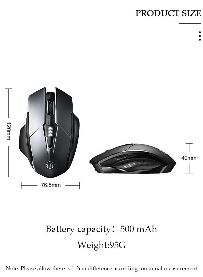 DUNISO Bluetooth Mouse Wireless Mouse 2.4G with 6 Buttons 3 Adjustable DPI Battery DisplayLevels Ergonomic Computer Mouse for Laptop Computer Mac PC Windows Chromebook Notebook - Image 3