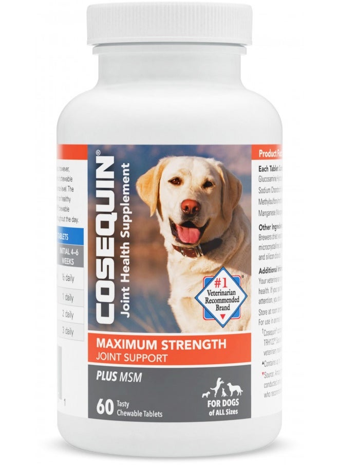 Nutramax Laboratories Nutramax Cosequin Maximum Strength Joint Health Supplement For Dogs - With Glucosamine, Chondroitin, And Msm, 60 Chewable Tablets  - Image 1