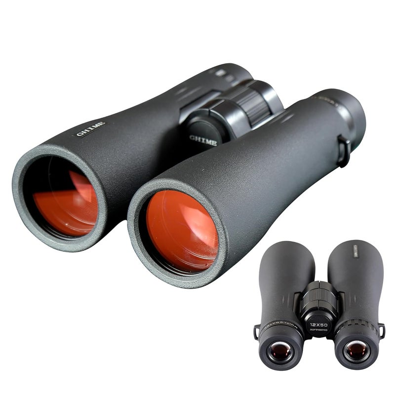 GHIME Binoculars for Long Distance, 12x50 Professional HD for Adults, High Power Lens with BaK4 prisms for Bird Watching, Travel-Large View - Image 1
