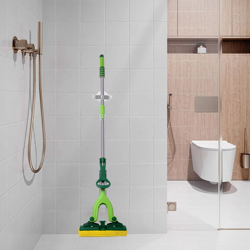 2 Pcs Mop and Broom Holders Wall Mounted Mop Broom Organizers Self Adhesive Bathroom Kitchen Racks (White) - Image 5