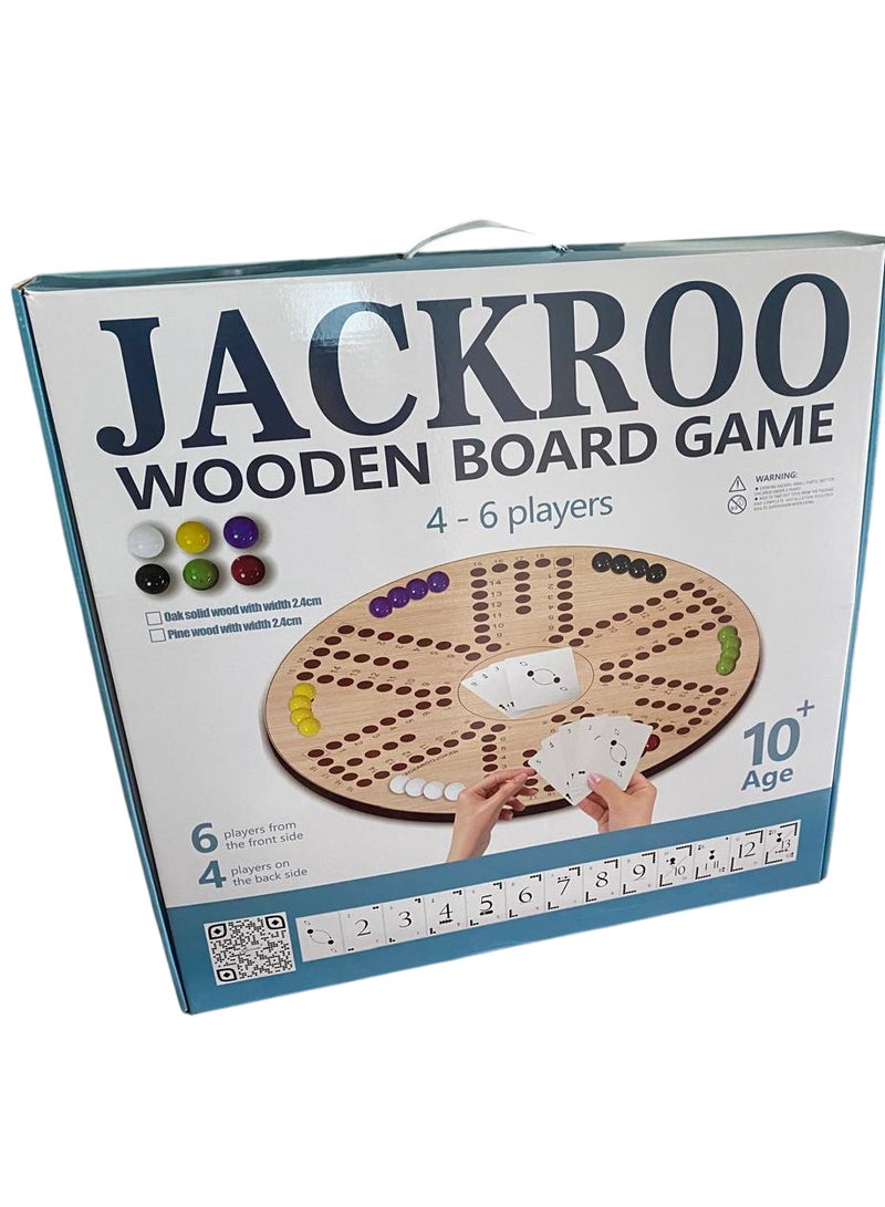 JackarooJoker Solid Pine Wooden Board Game, Double-Sided, 4-6 Players, with Marbles and Cards, Ages 10+ (With Gold Card) - Image 5