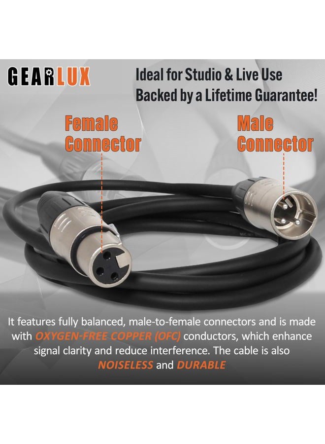 Gearlux كابل ميكروفون XLR احترافي، متوازن بالكامل، ذكر إلى أنثى، 25 قدم - عبوة 2 - Image 3