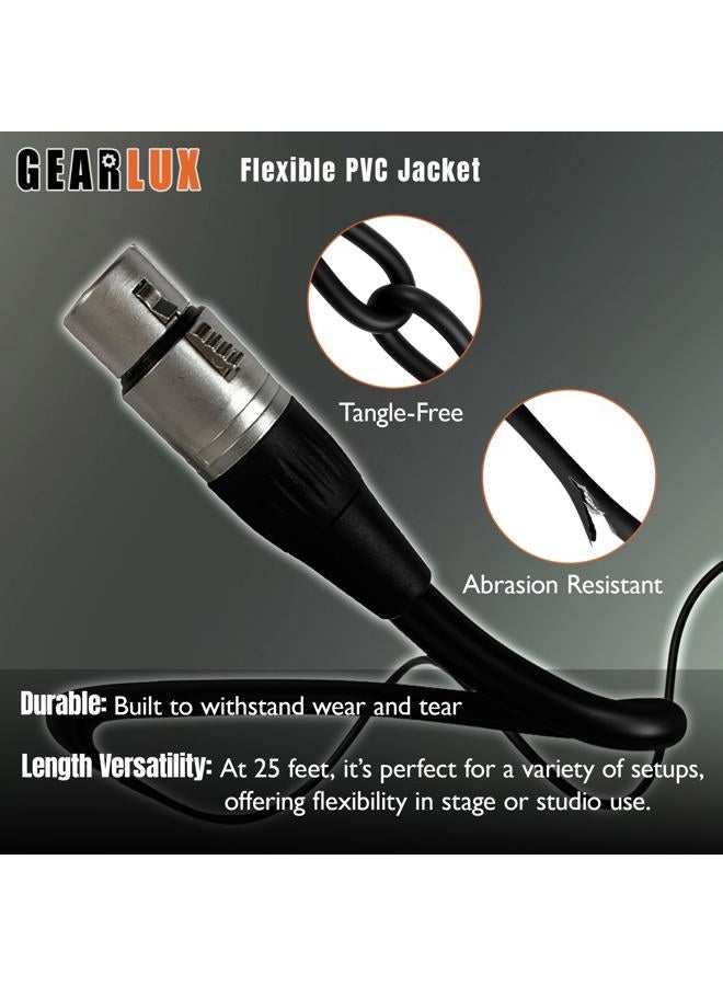 Gearlux كابل ميكروفون XLR احترافي، متوازن بالكامل، ذكر إلى أنثى، 25 قدم - عبوة 2 - Image 5