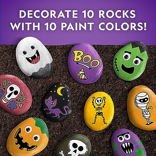 Blue Marble NATIONAL GEOGRAPHIC Creepy Creatures Rock Painting Kit - Halloween Arts & Crafts Kit for Kids, Decorate 10 River Rocks with 10 Paint Colors & More Spooky Art Supplies, Halloween Gifts for Kids - Image 2