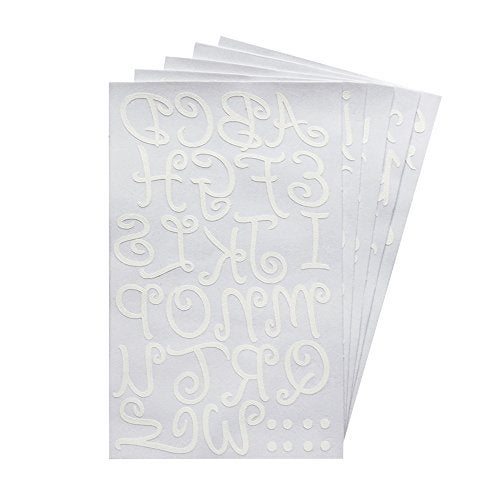 Magfok Iron on Transfer Letters 1.5 Inch Flock Uppercase & Lowercase for Fabric, 5 Sheet (White) - Image 1