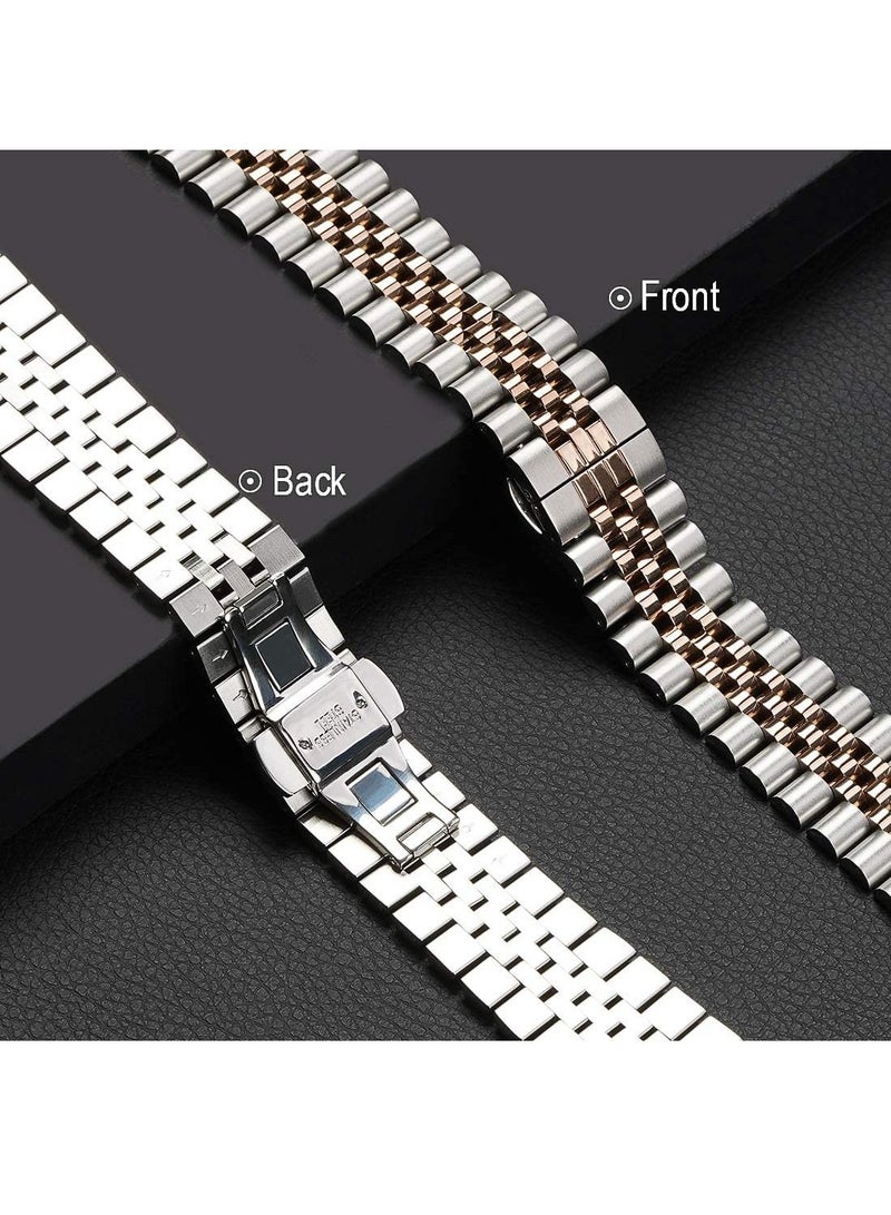 GENNEXT Stainless Steel Heavy Band with Butterfly Folding Clasp Link Bracelet for iWatch Series8/7/6/SE Series 5/4/3/ size42/44/45/49mm - Image 3