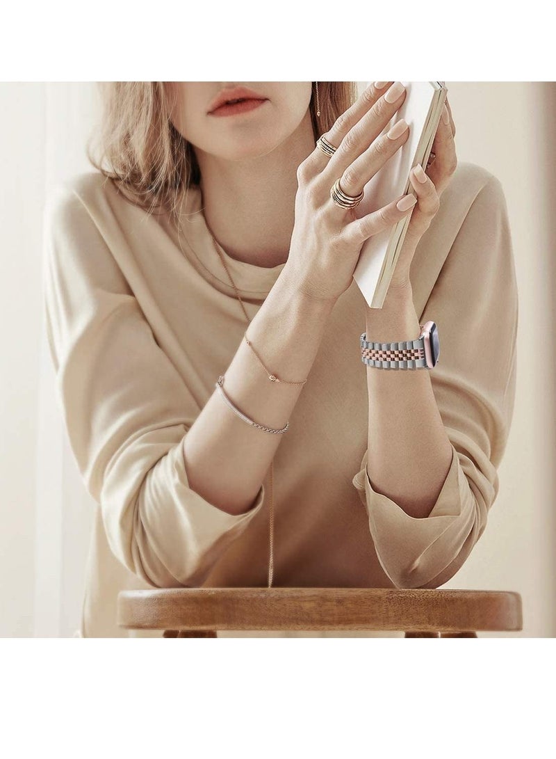 GENNEXT Stainless Steel Heavy Band with Butterfly Folding Clasp Link Bracelet for iWatch Series8/7/6/SE Series 5/4/3/ size42/44/45/49mm - Image 4