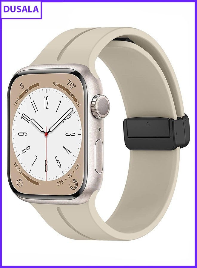 DUSALA Magnetic Silicone Watch Band 42mm/44mm Quick Release Strap for Men & Women Soft Skin Friendly Sport Replacement Band for Smartwatch & Analog Watches Durable, Waterproof, Magnetic Folding Clasp for All-Day Comfort - Image 1