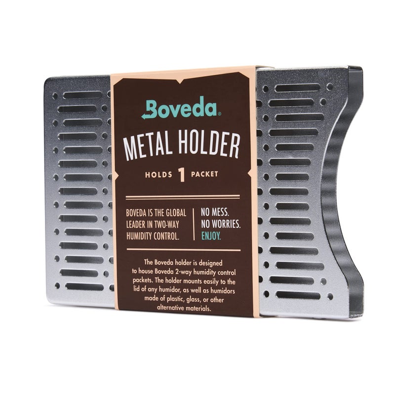 Boveda Brushed Aluminum Humidity Pack Holder â€“ For Use With One Size 60 Boveda Pack (Sold Separately) - Space Saving - Includes Magnetic and Removable Tape Mounting Kits â€“ 1 Count - Image 1