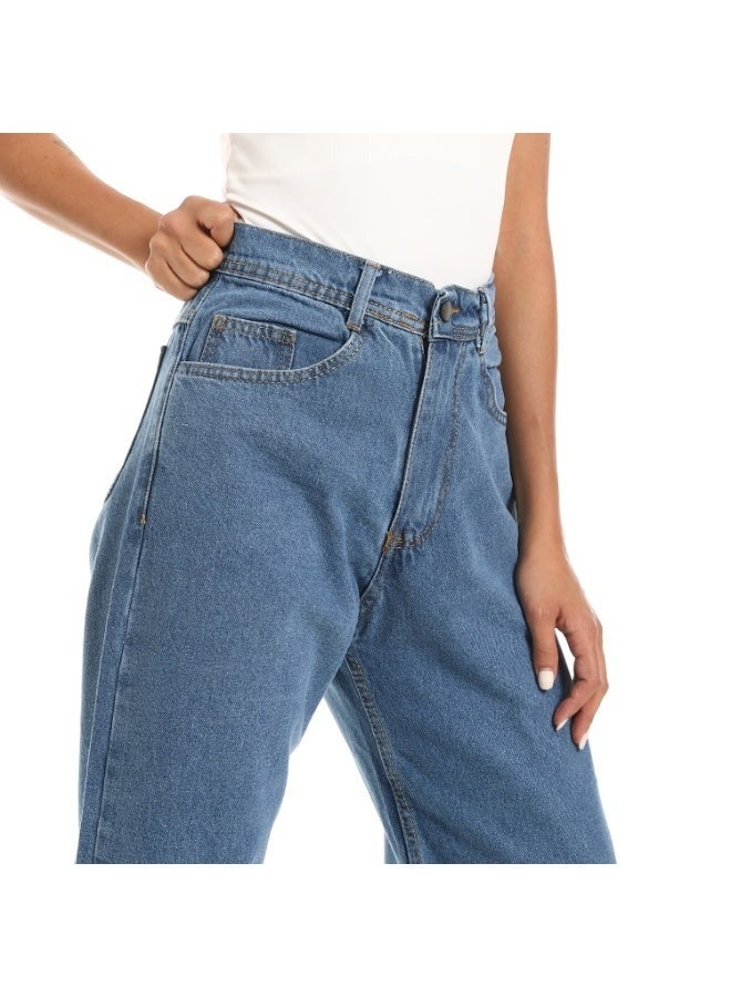 Wide Leg Blue Pant For Women - Image 3