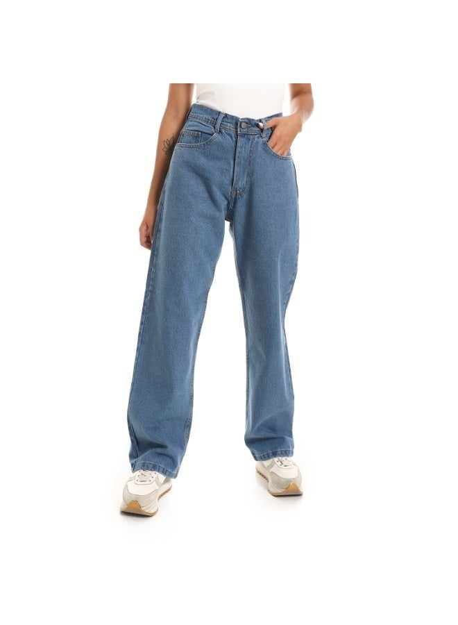 Wide Leg Blue Pant For Women - Image 1