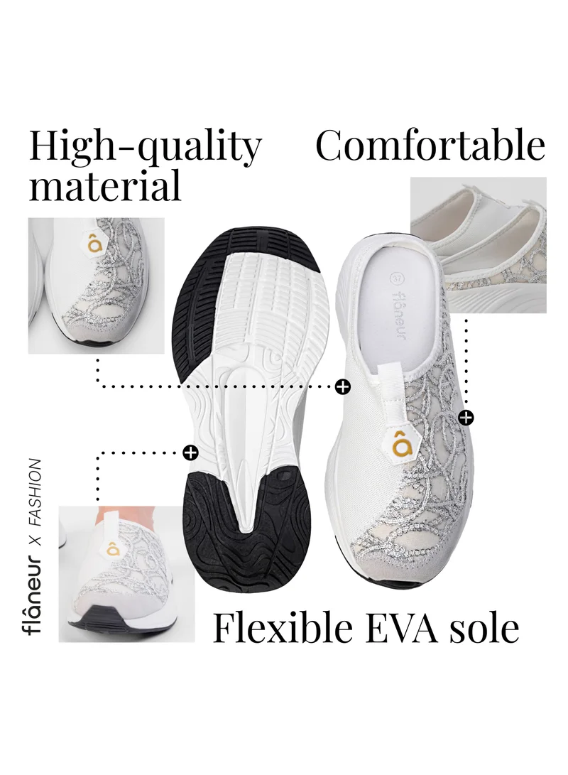 flâneur Flaneur Sneaker Mules for Women - Sabot Casual Ladies Shoes, Stylish Footwear for Women, 100% Natural Leather, Platform Lightweight & Breathable Slip On Slides, Non-Slip Extra Wide Comfortable Shoes