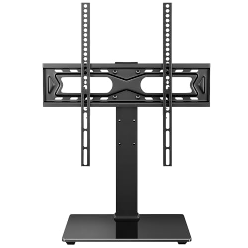 WKWKER Universal TV Stand for 2765 inch LED LCD TV Swivel Table Top Television Stand with 30 Degree Height Adjustable TV Stand with Mount TV Base with Tempered Glass Base Max VESA 400x400mm - Image 1