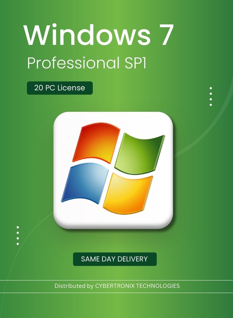 Windows Microsoft Windows 7 Professional SP1 | 20 PC License | Digital License | SAME DAY DELIVERY