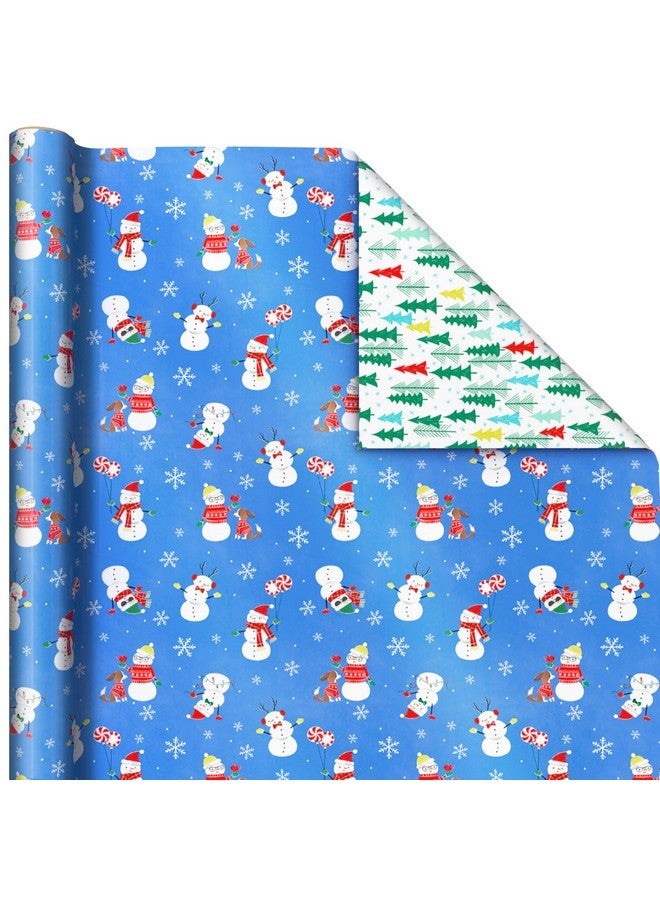 Hallmark Reversible Christmas Wrapping Paper For Kids (3 Rolls: 120 Sq. Ft. Total) Snowmen, Stripes, Trees, Skiing Santa, Zebras, Hedgehogs, Penguins - Image 5