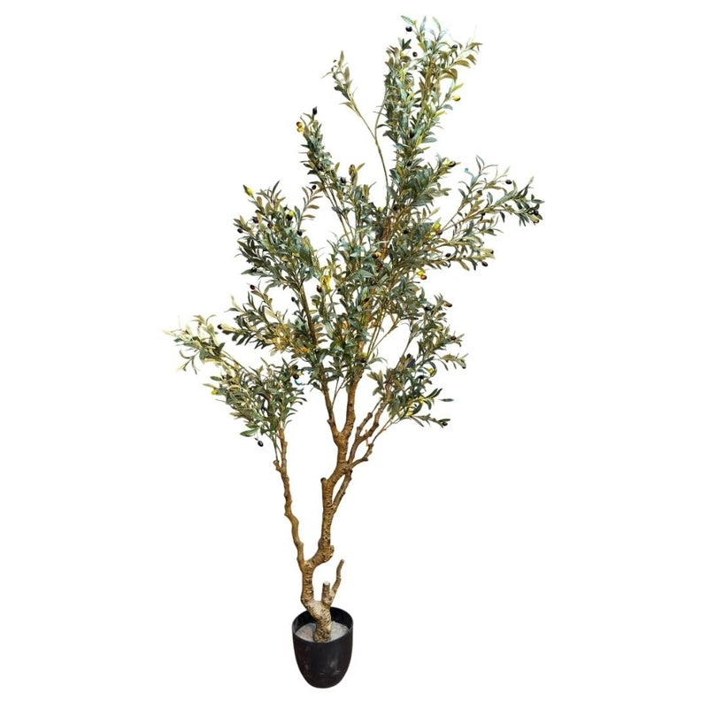 De Gardenia De Gardenia 75 Ft Artificial Olive Silk Tree Realistic Faux Olive Tree with Lush Green Leaves Natural Trunk Tall Artificial Indoor Outdoor Plant for Home Office Living Room Balcony Decor 