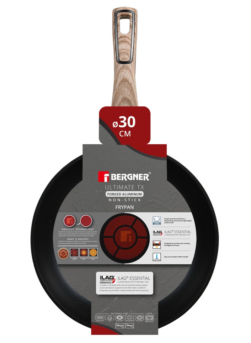 BERGNER ULTIMATE TX FORGED ALUMINUM FRYPAN 30CM WITH HEATDOT TECHNOLOGY, INDUCTION BOTTOM, GREY COLOR, BG36169GY - Image 4