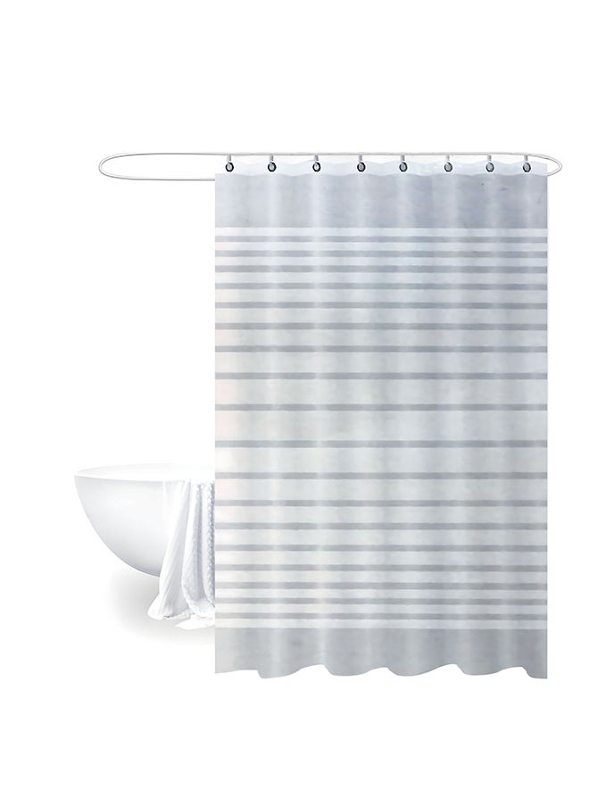 Feelings FEELINGS SHOWER CURTAIN WITH 12PCS HOOK RINGS (WHITE STRIPED)  - Image 1