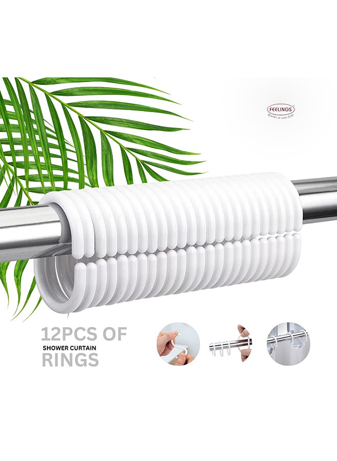 Feelings FEELINGS SHOWER CURTAIN WITH 12PCS HOOK RINGS (WHITE STRIPED)  - Image 5